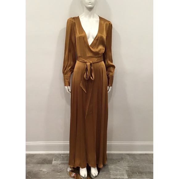 House of Harlow 1960 Dresses & Skirts - House of Harlow 1960 maxi Wrap dress Pumpkin Spice‎ Orange Satin Medium W Flaw
